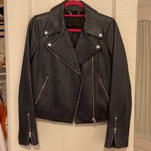 J.Crew Navy Moto Leather Jacket - Sz 8